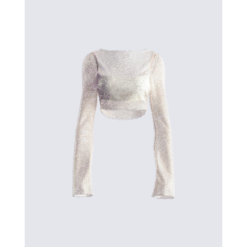 Yanni Cream Rhinestone Top