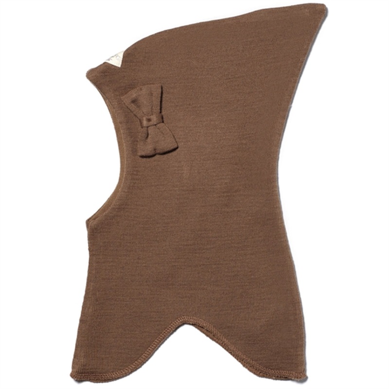 Racing Kids Top Balaclava Wool\/Cotton w. Bow 3-layered Acorn