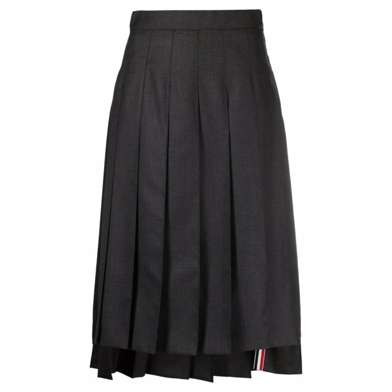 Twill Pleated Midi Skirt Women