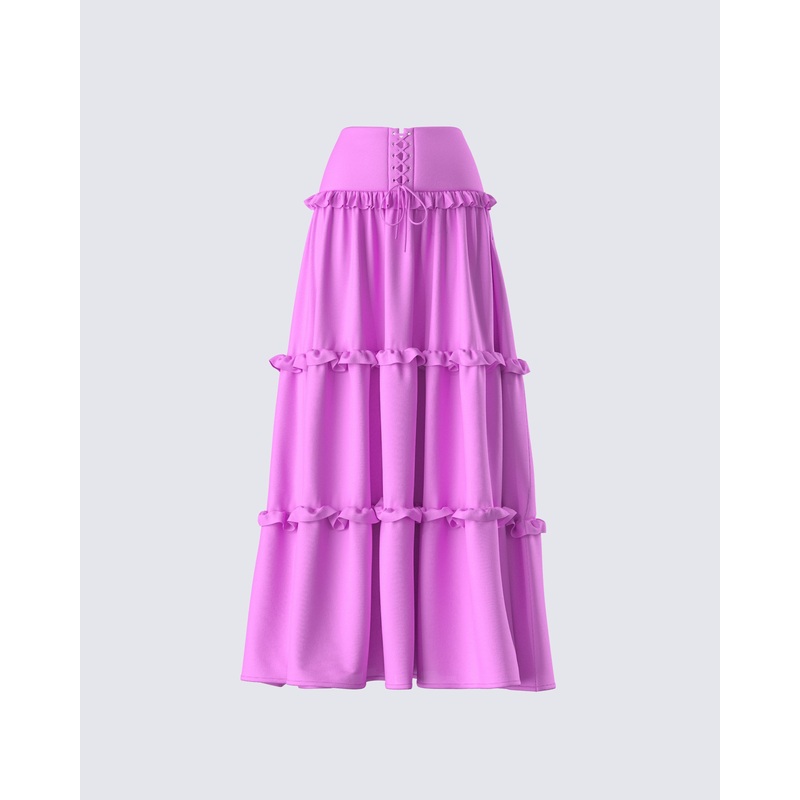 Fabiana Lilac Tiered Maxi Skirt