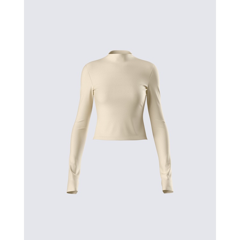 Jyn Khaki Jersey Long Sleeve Top
