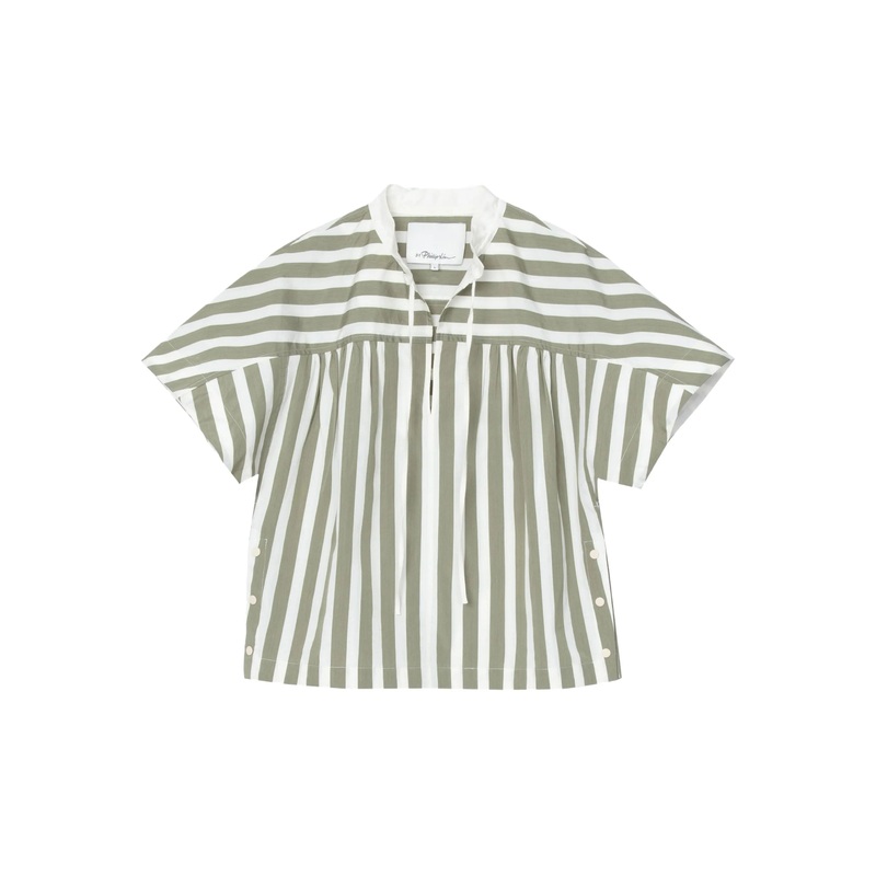 Striped Open Neck Top With Ties