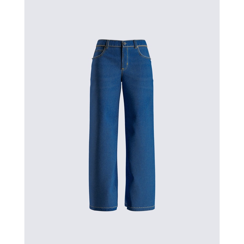 Dulcie Blue Denim Wide Leg Jean
