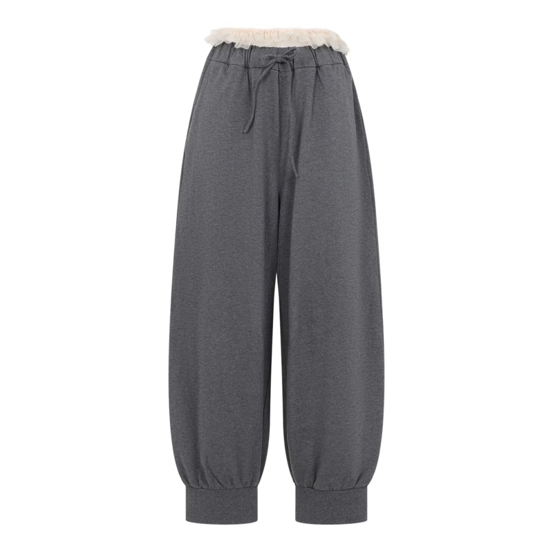 Exposed Frilly Brief Drawstring Pants