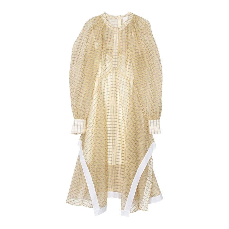 Plaid Organza Flounce Hem Dress