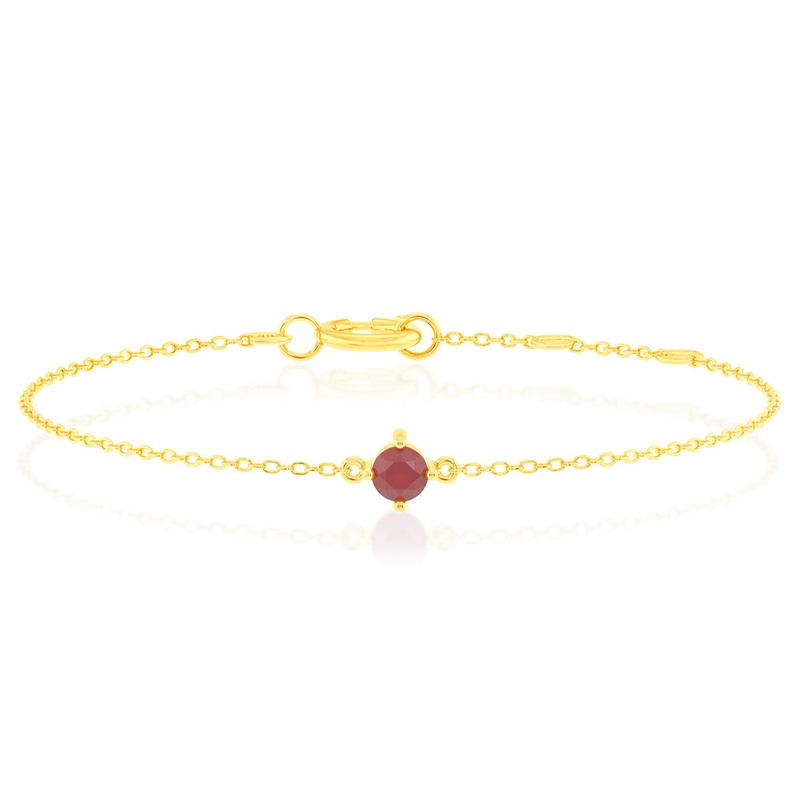 0.30 Carat Created Ruby Adjustable Bracelet 17cm in 9ct Yellow Gold