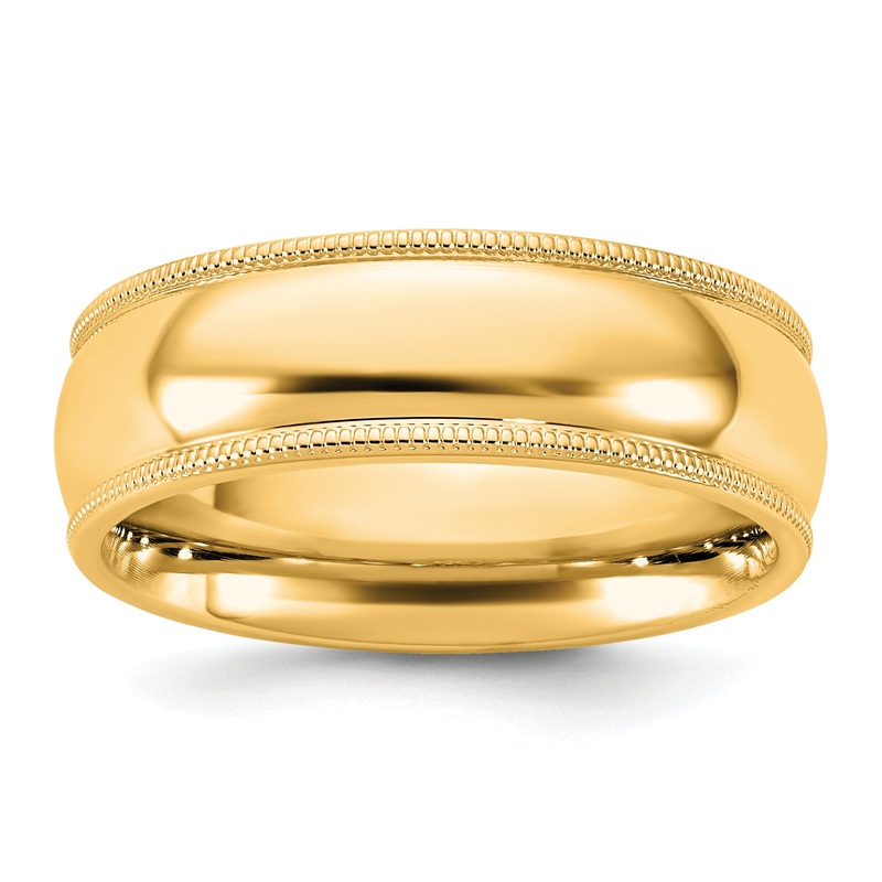10K Yellow Gold 10Ky 6.5mm Milgrain Comfort Fit Band Size 12