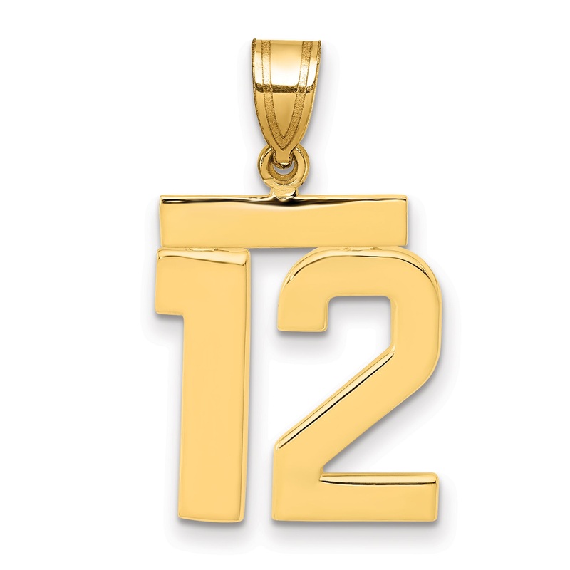 10K Yellow Gold Medium Polished Number 12 Charm