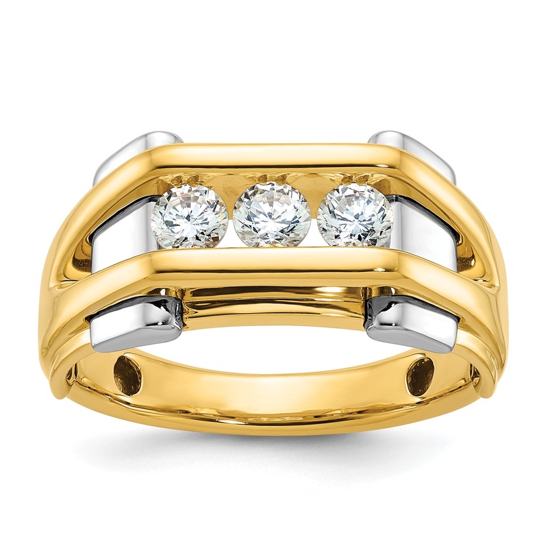 14k Two-tone Two Tone 1/2 Ct. Lab Grown Diamond VS/SI+ G+ Three Stone Men’s Ring