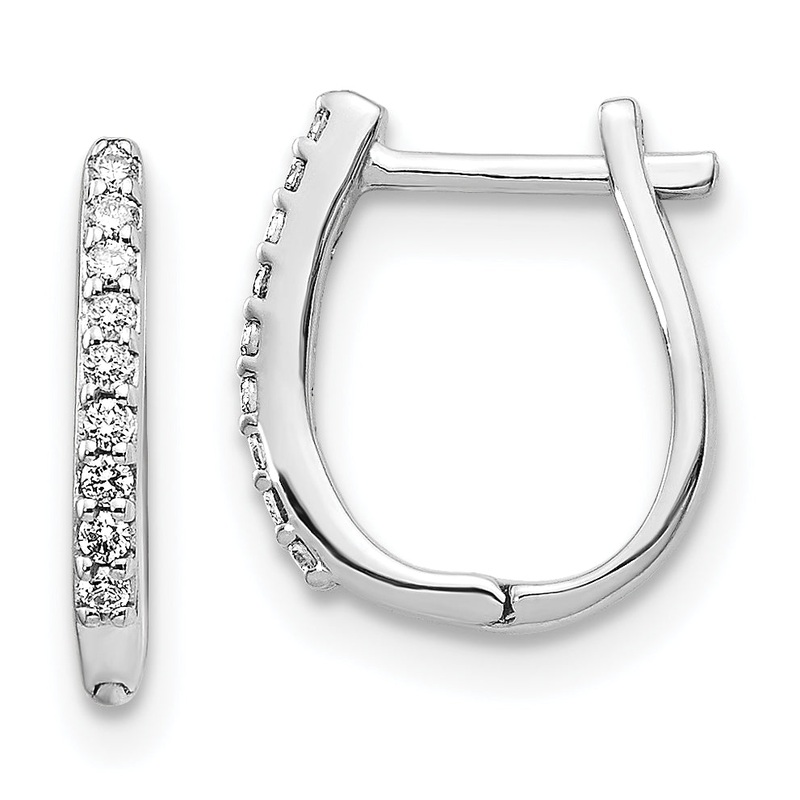 14k White Gold 1/10 Ct. Lab Grown Diamond VS/SI+ G+ Hinged Hoop Earrings