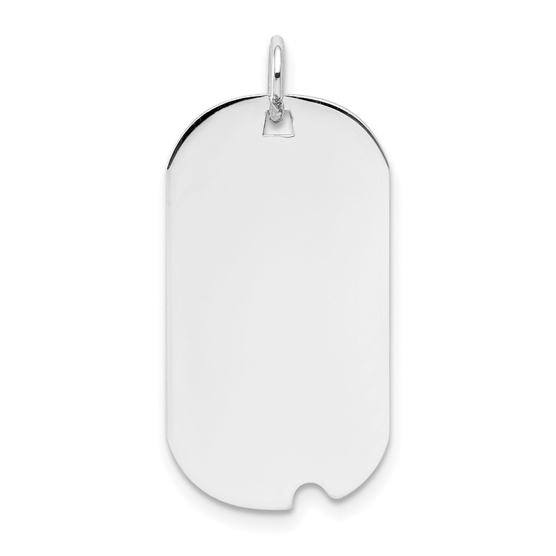 14k White Gold 14k White Gold Plain .027 Gauge Engravable Dog Tag w/Notch Disc