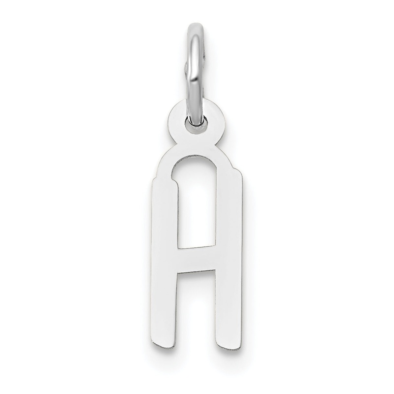 14k White Gold 14K White Gold Small Slanted Block Letter H Initial Charm