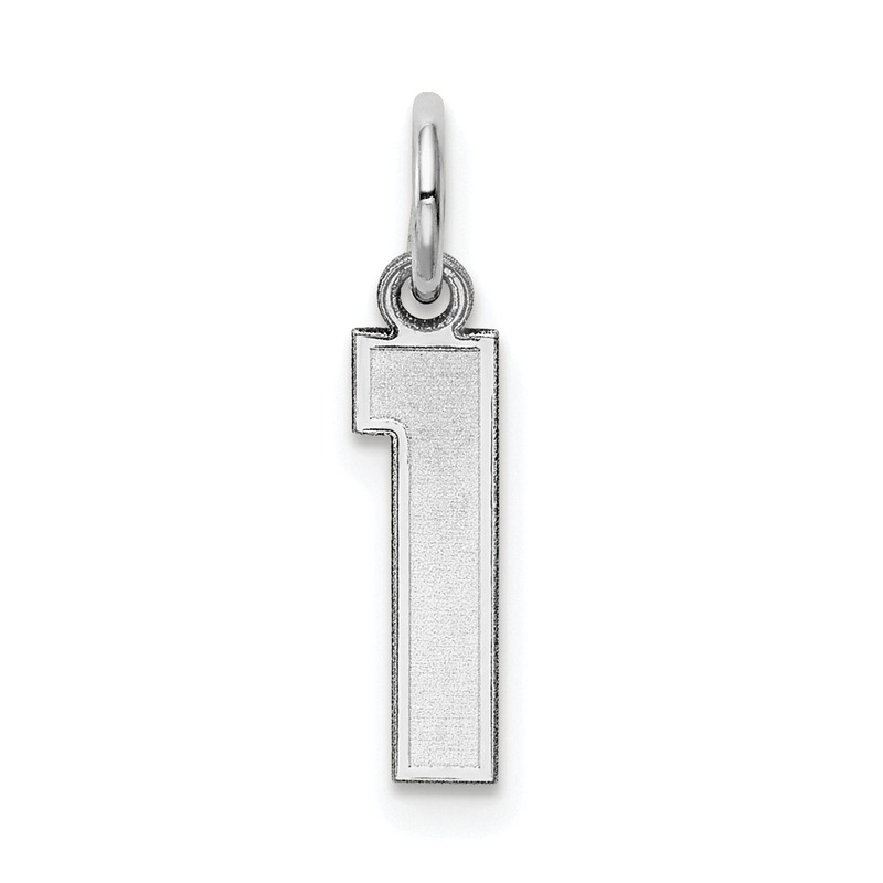 14k White Gold 14kw Small Satin Number 1 Charm