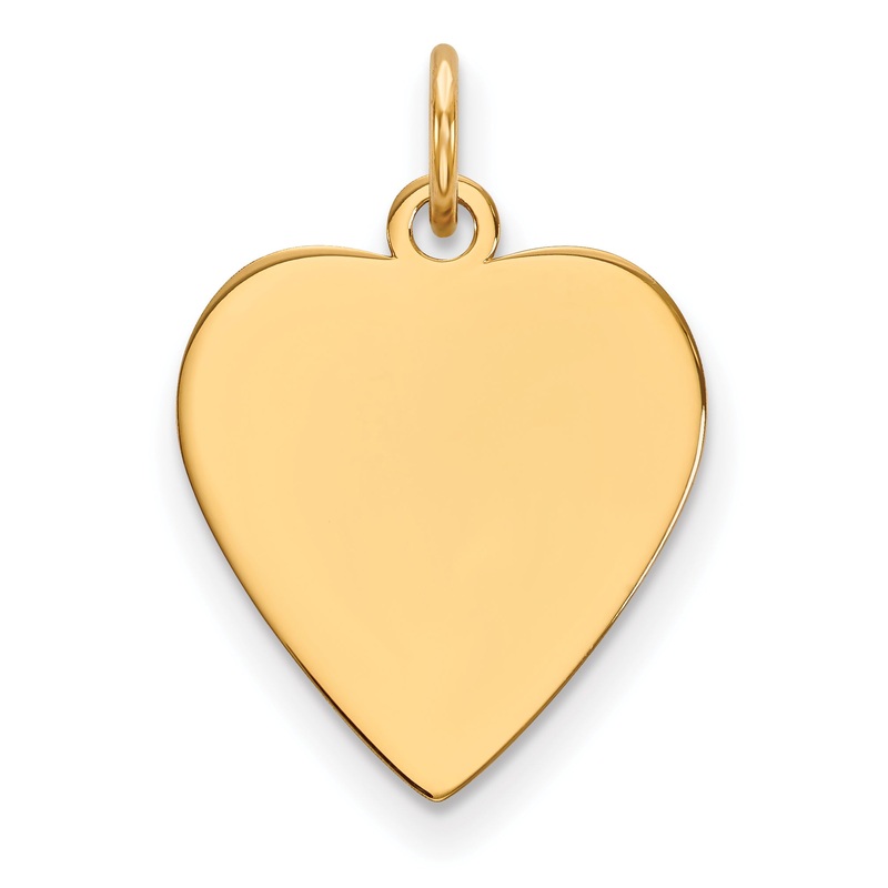 14k Yellow Gold 14k Plain .011 Gauge Heart Engravable Disc Charm