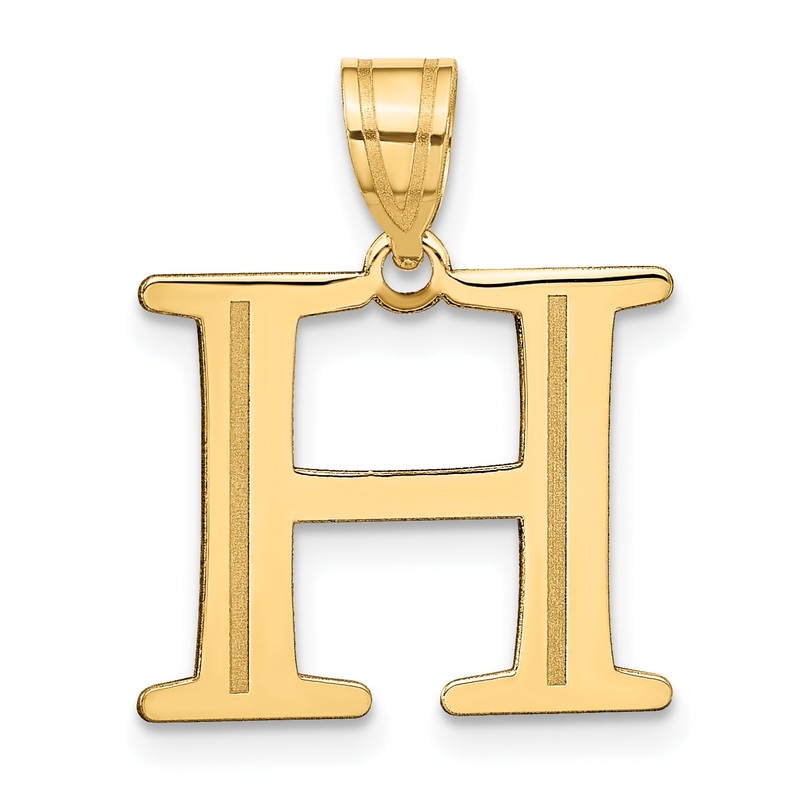 14k Yellow Gold 14k Polished Etched Letter H Initial Pendant