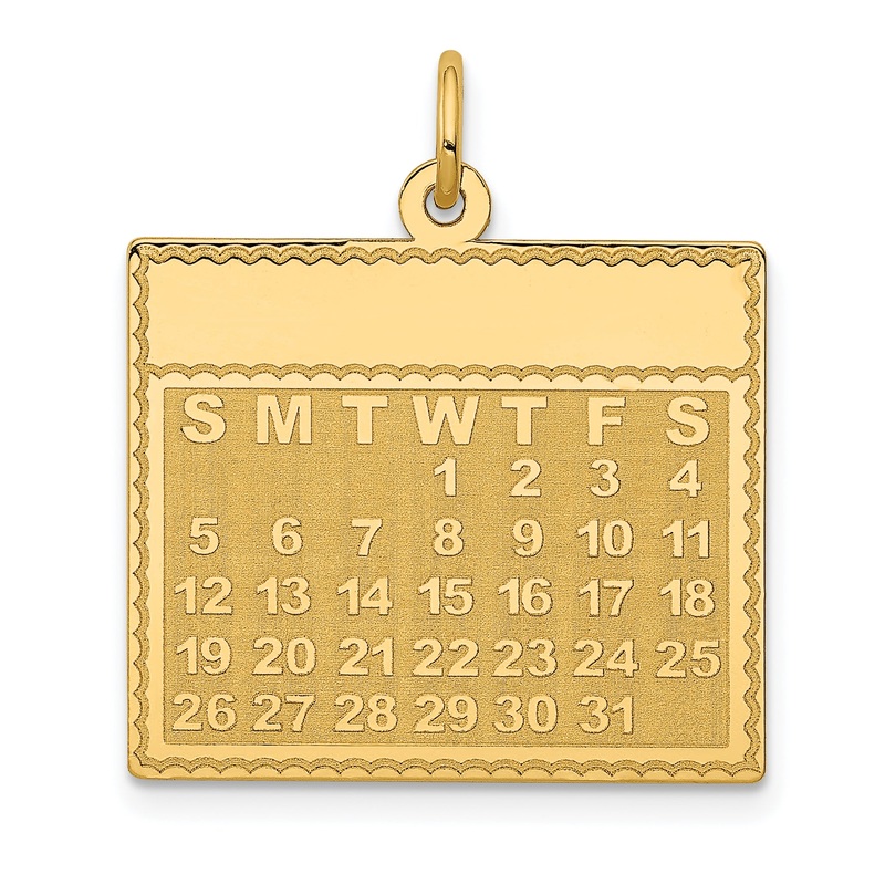 14k Yellow Gold 14k Wednesday the First Day Calendar Pendant