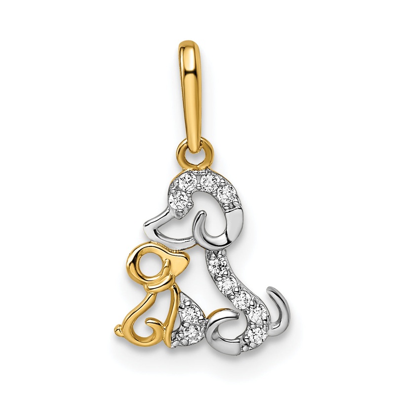 14k Yellow & Rhodium 14K & Rhodium Madi K CZ Dog & Puppy Pendant