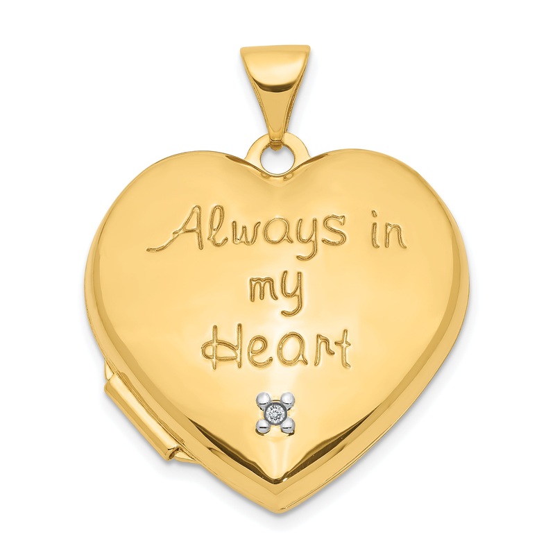10K Two-Tone Dia Always In My Heart W/ Charm Inside 21mm Locket
