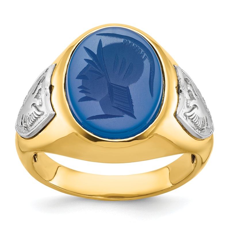 10K Two-Tone Ibgoodman Men’S Blue Agate Complete Ring