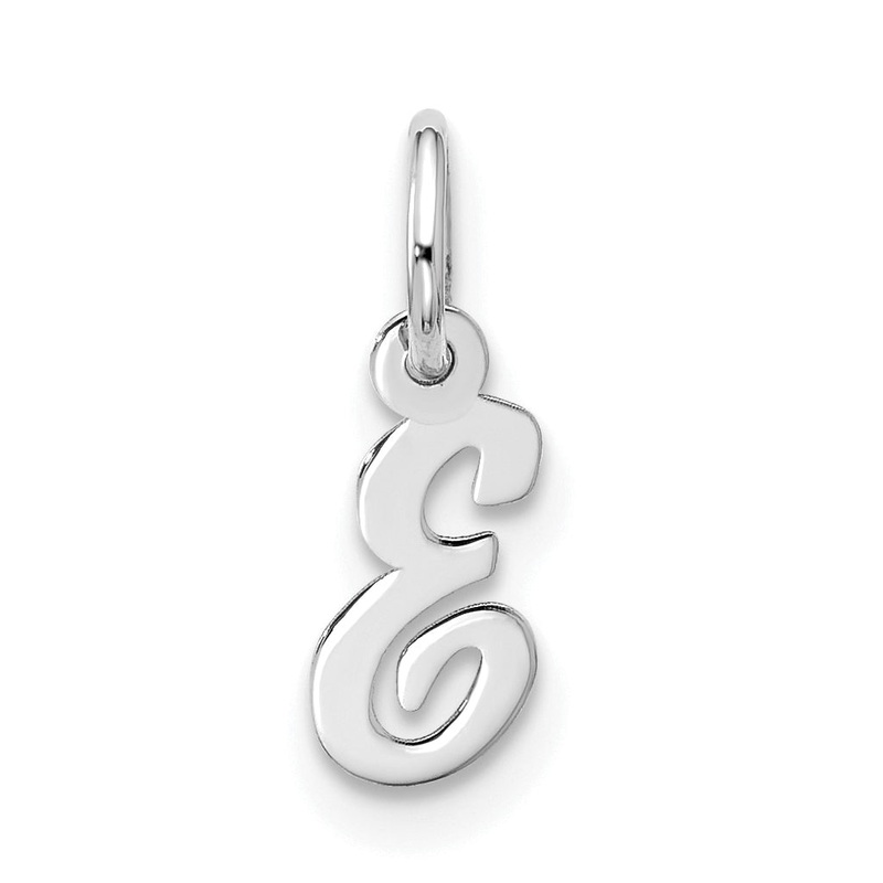 10K White Gold 10Kw Small Script Initial E Charm