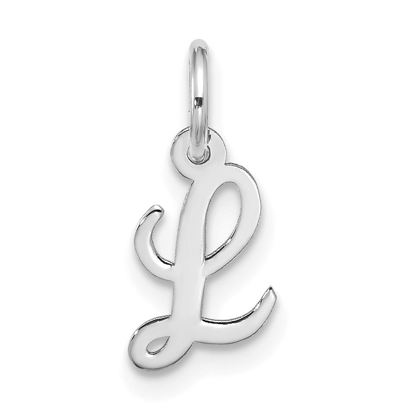 10K White Gold 10Kw Small Script Initial L Charm