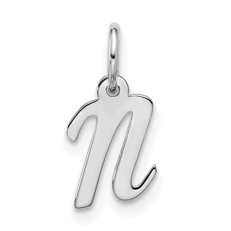10K White Gold 10Kw Small Script Initial N Charm