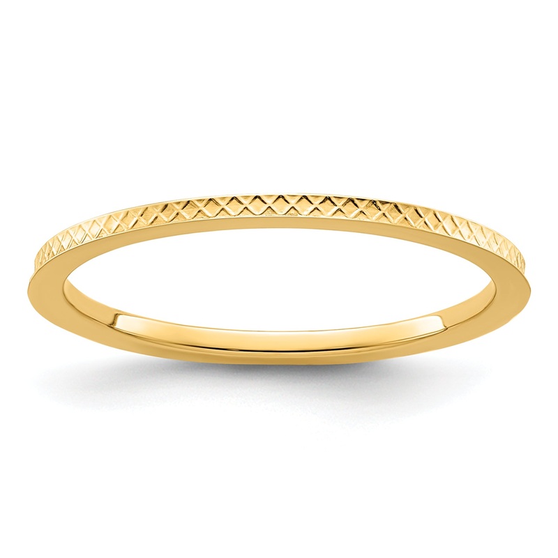10K Yellow Gold 10K 1.2mm Criss-Cross Pattern Stackable Band Size 10