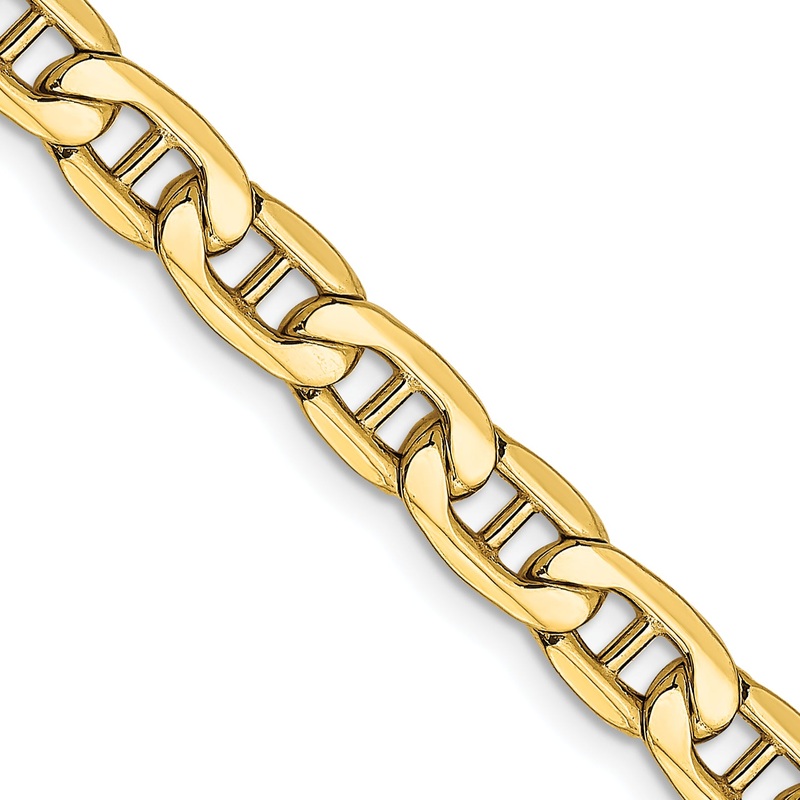 10K Yellow Gold 10K 5.5mm Semi-Solid Anchor Chain