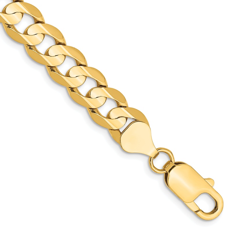 10K Yellow Gold 10K 7.5mm Open Concave Curb Chain