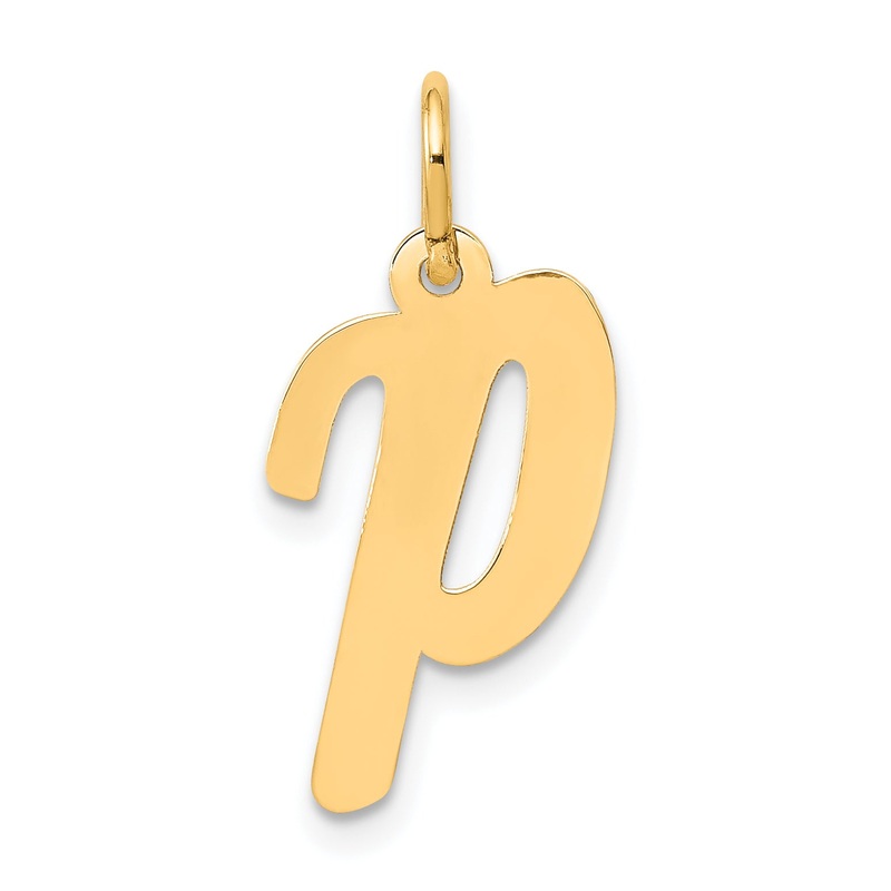 10K Yellow Gold 10K Medium Script Letter P Initial Charm
