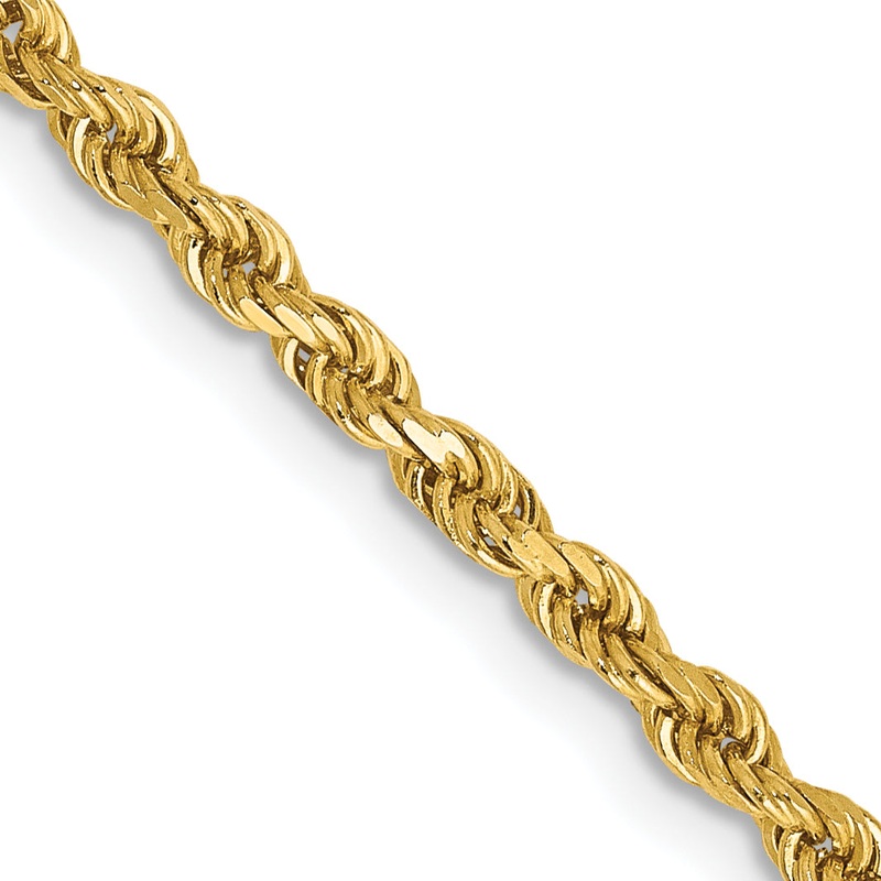 10K Yellow Gold 2.5mm Semi-Solid D/C Rope Chain