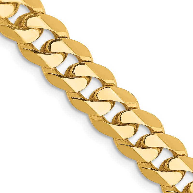 10K Yellow Gold 6.75mm Flat Beveled Curb Chain