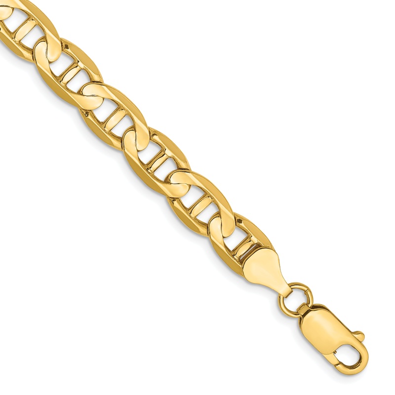 10K Yellow Gold 7mm Concave Anchor Chain