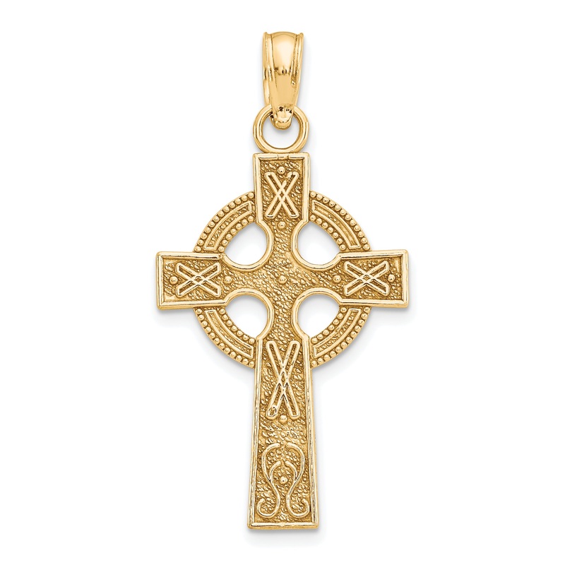 10K Yellow Gold Celtic Cross W/Eternity Circle Pendant
