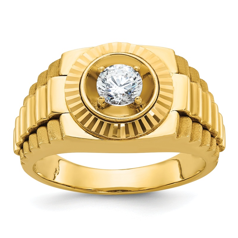 10K Yellow Gold Ibgoodman Men’S Polished Satin And Textured Ring Mounting