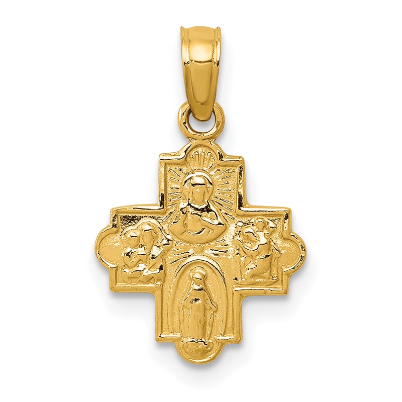 10K Yellow Gold Miniature Four Way Medal Pendant