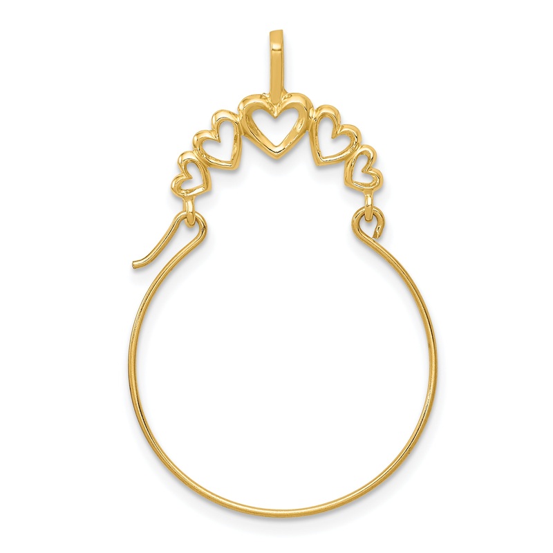 10K Yellow Gold Polished 5-Heart Charm Holder