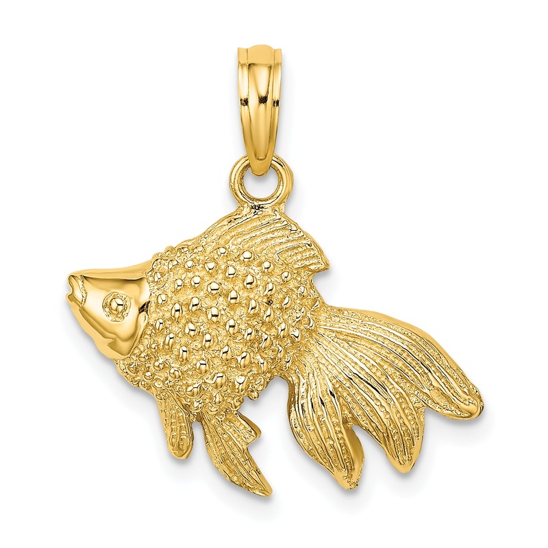 10K Yellow Gold Textured Angel Fish Charm