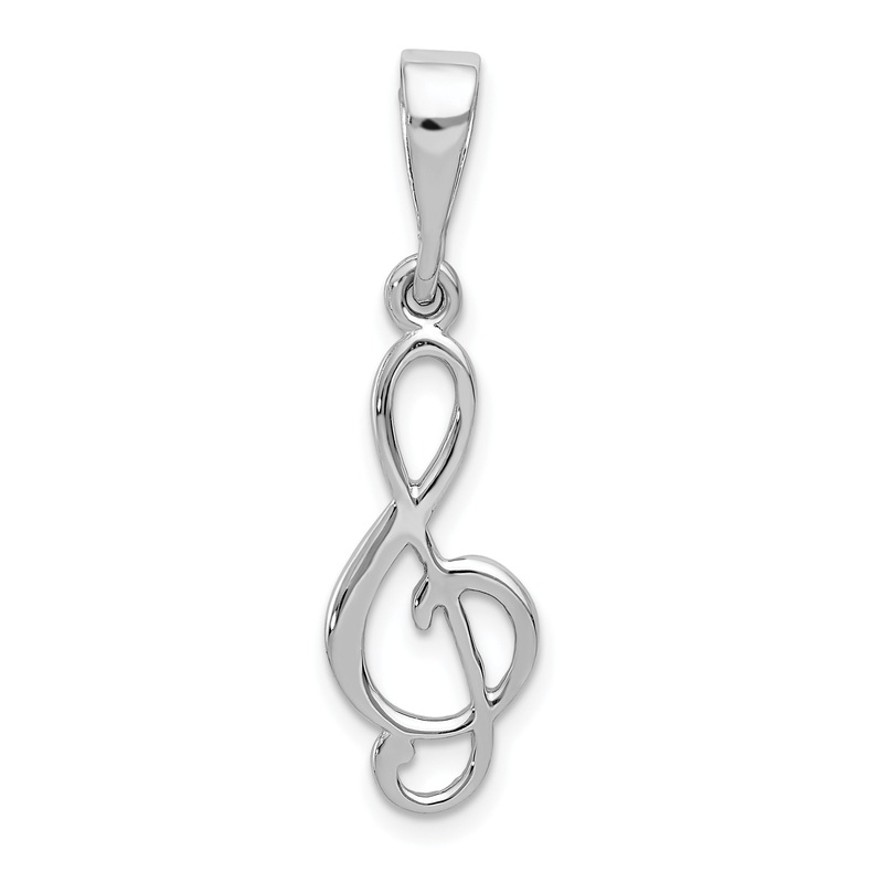 14k White Gold 14K White Gold Treble Clef Pendant