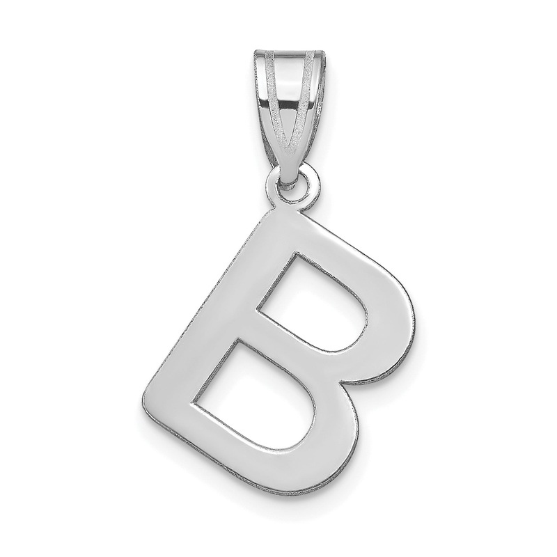 14k White Gold 14kw Polished Bubble Letter B Initial Pendant