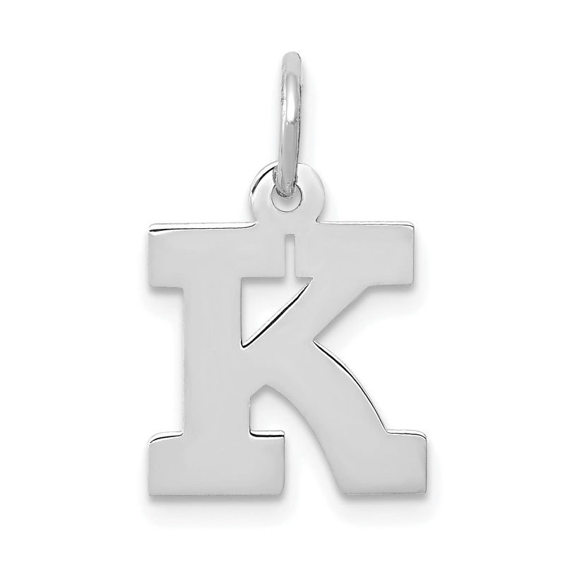 14k White Gold 14KW Small Block Letter K Initial Charm