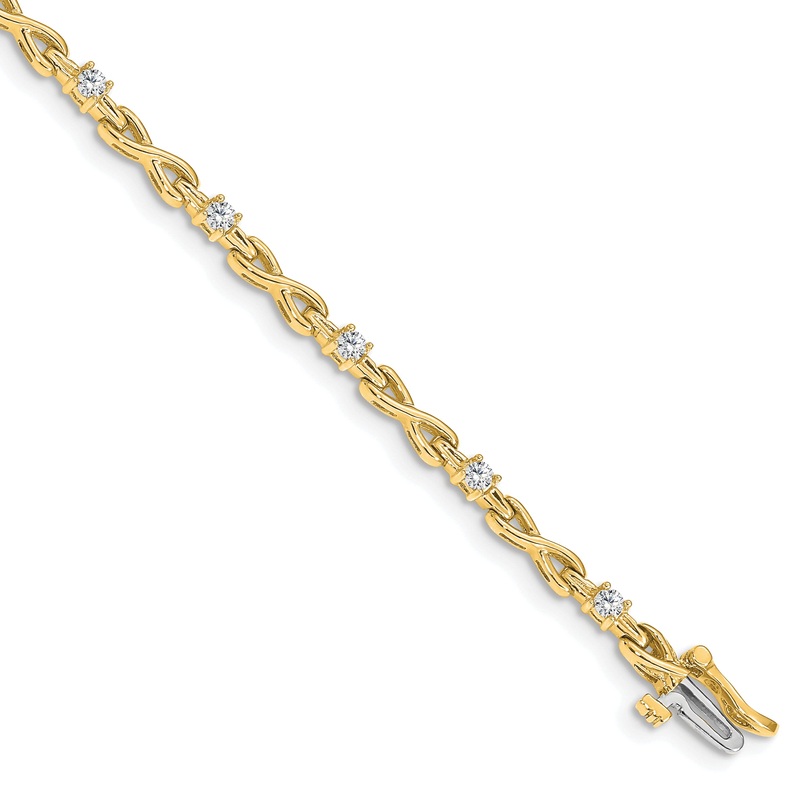 14k Yellow Gold 1/2 Ct. Lab Grown Diamond VS/SI+ G+ Fancy Link Tennis Bracelet