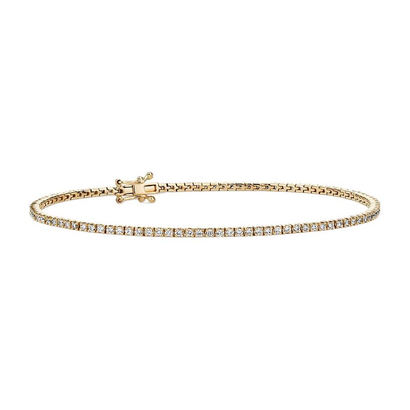 1.0 ct. tw. Classic Four-Prong Natural Diamond Tennis Anklet in 14K Yellow Gold