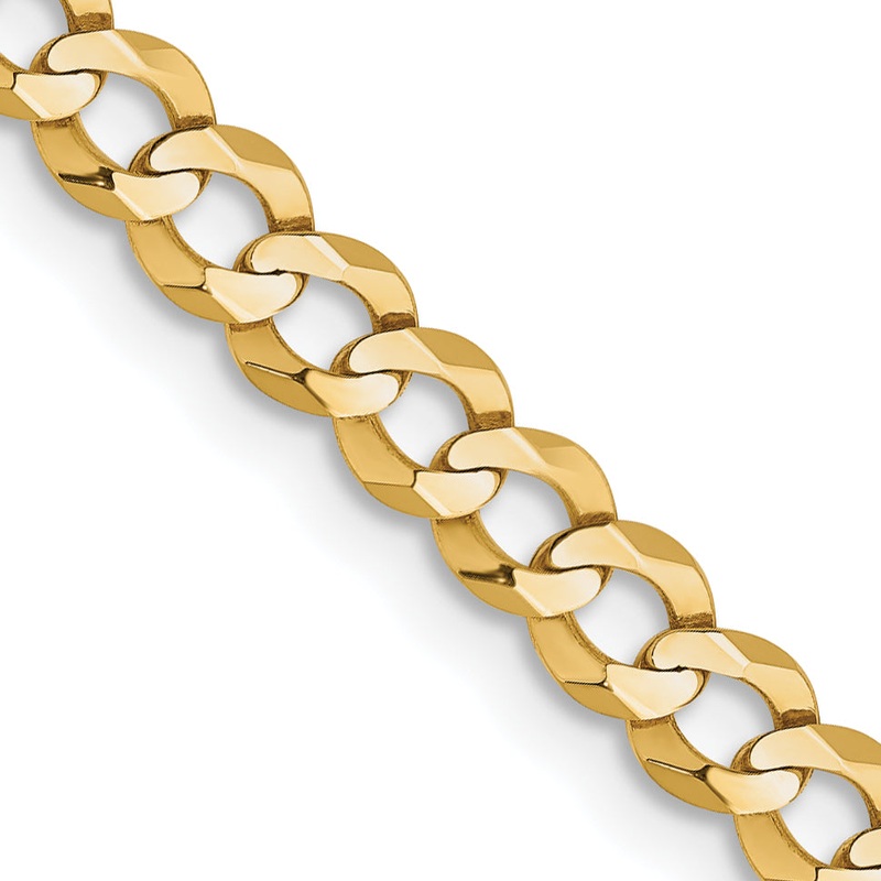 10K Yellow Gold 10K 3.7mm Lightweight Flat Cuban Chain