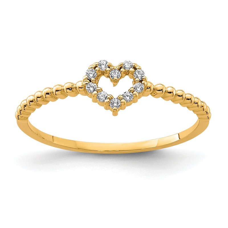 10K Yellow Gold 10K Heart Cz Ring