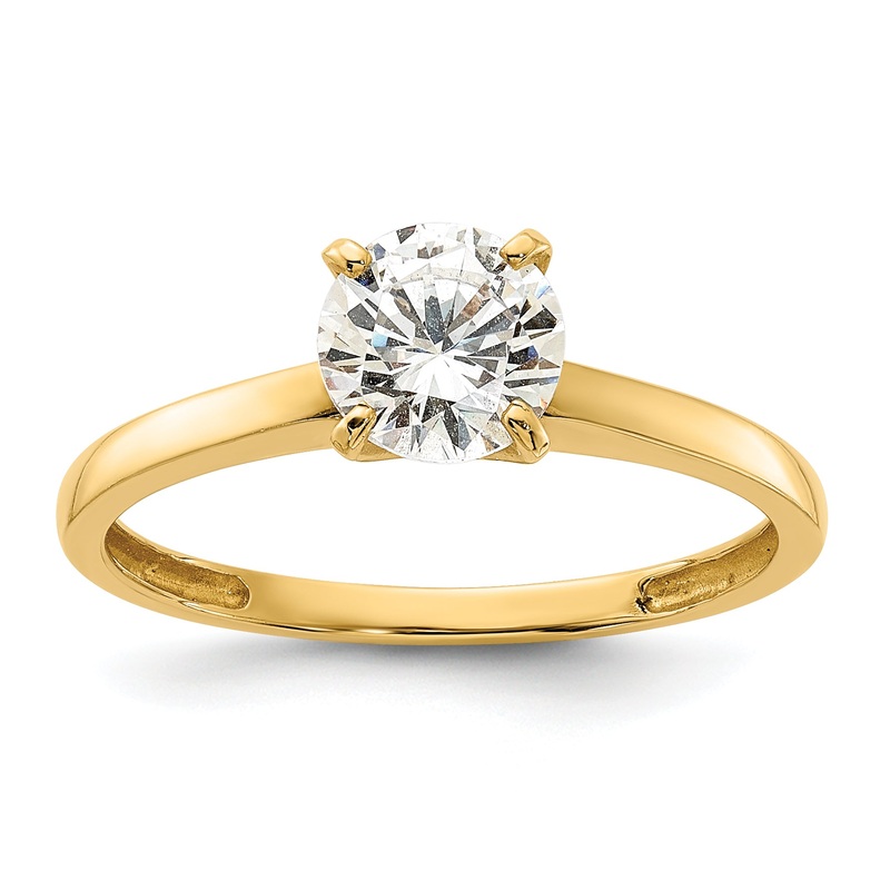 10K Yellow Gold 10K Polished Round Cz Solitaire Ring