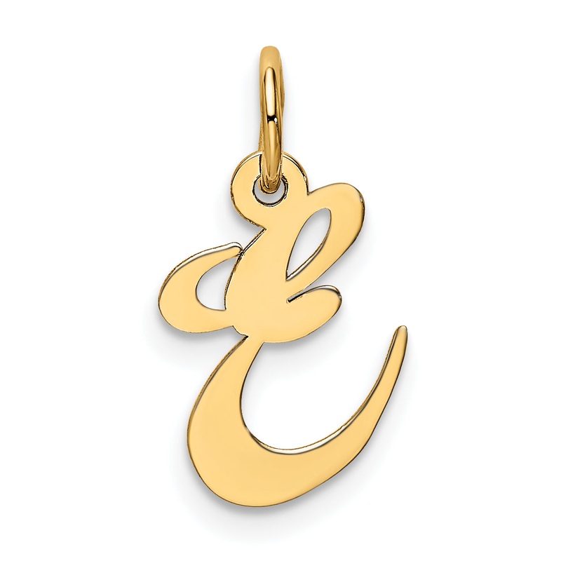10K Yellow Gold 10K Small Fancy Script Initial E Charm