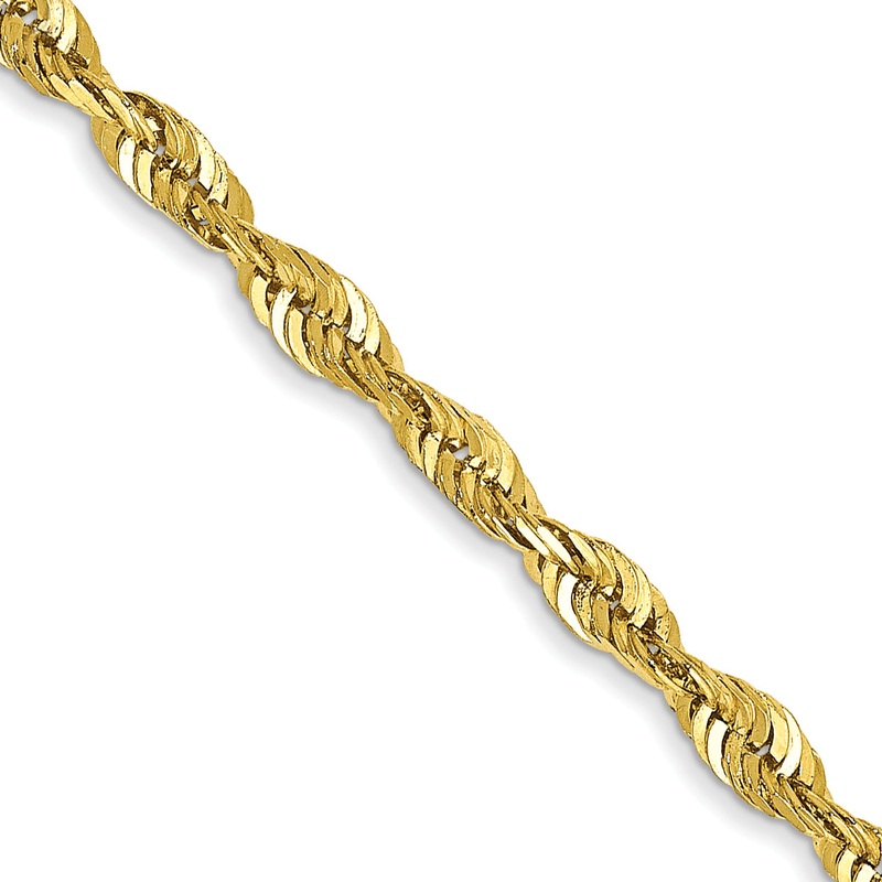 10K Yellow Gold 2.50mm Extra-Light D/C Rope Chain