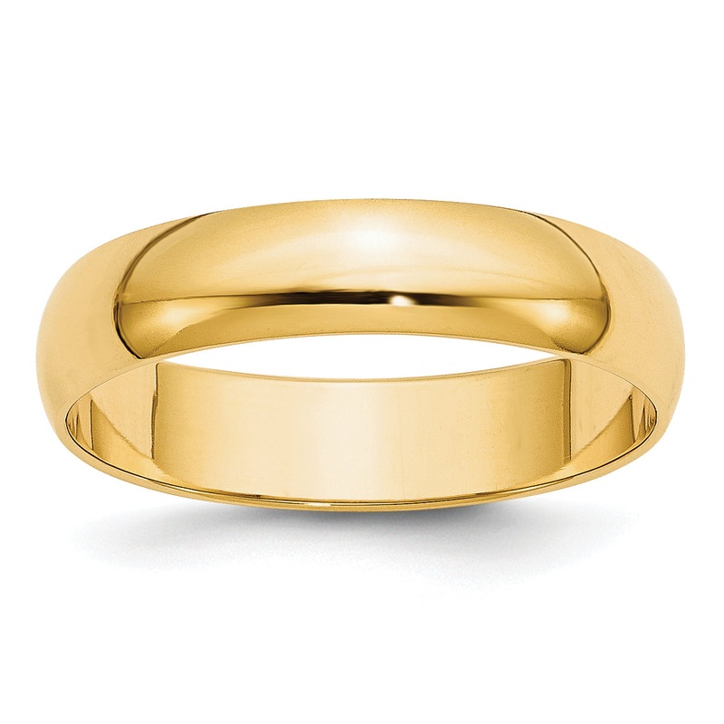 10K Yellow Gold 5mm Lightweight Half Round Wedding Band Size 10.5