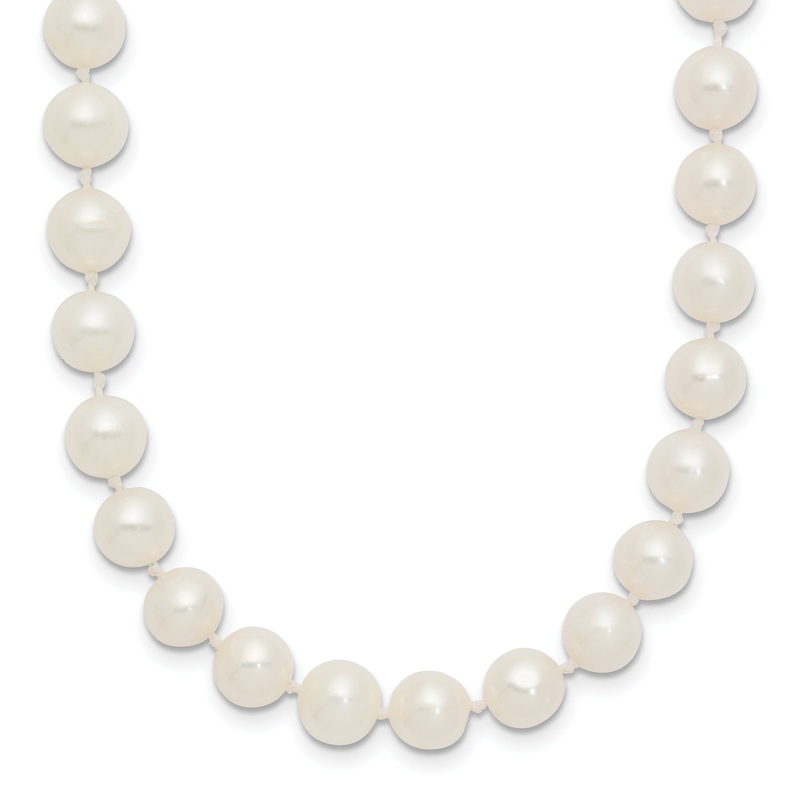 10K Yellow Gold 6-7mm White Near-Round Freshwater Cultured Pearl 24 Inch Necklace